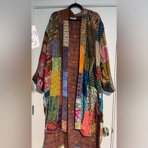 Kantha Bae Goddess Kimono with patchwork silk and cotton sari inside